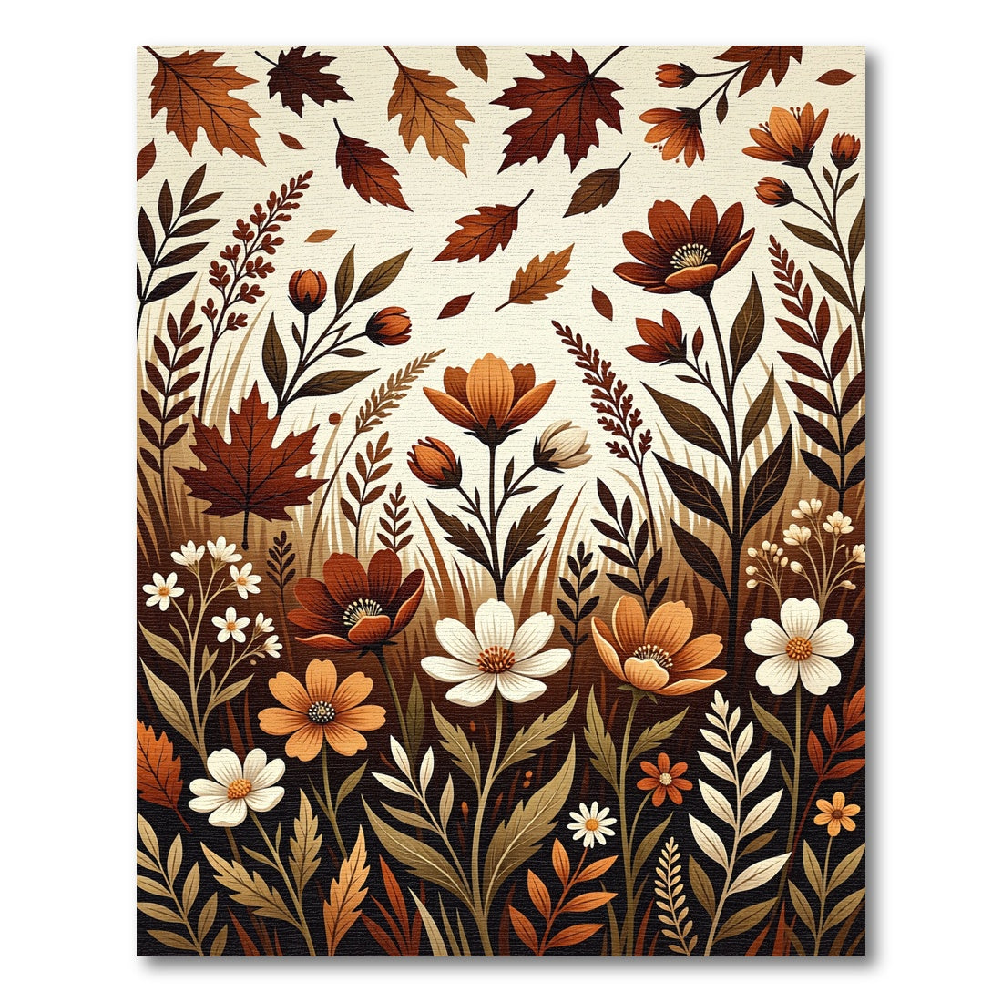 Earthy Autumn Floral Foliage Rug