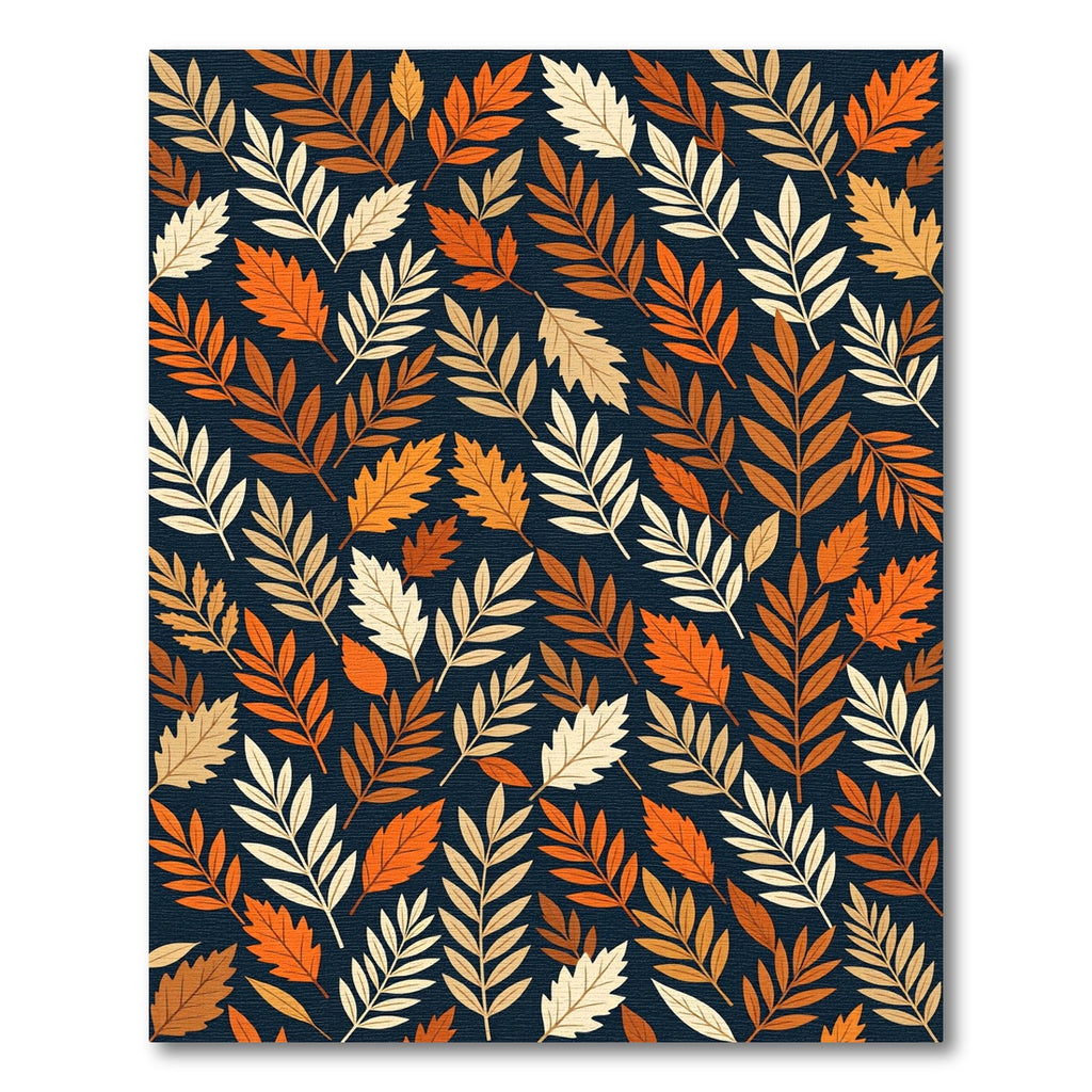 Autumnal Amber Leaf Botanical Navy Background Rug