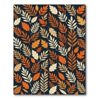 Autumnal Amber Leaf Botanical Navy Background Rug