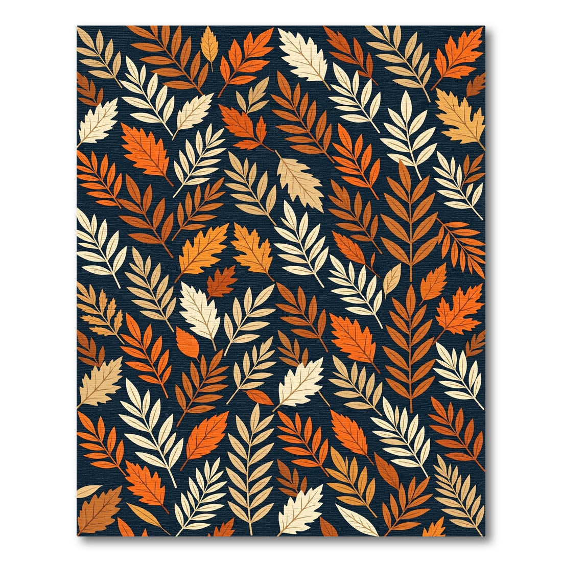 Autumnal Amber Leaf Botanical Navy Background Rug
