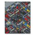 Isometric Racing Pit Crew Tool Grid Rug