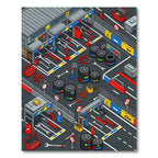 Isometric Racing Pit Crew Tool Grid Rug