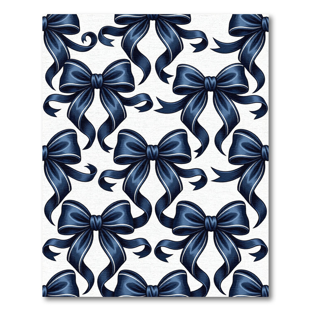 Navy Blue Elegant Ribbon Bows Rug
