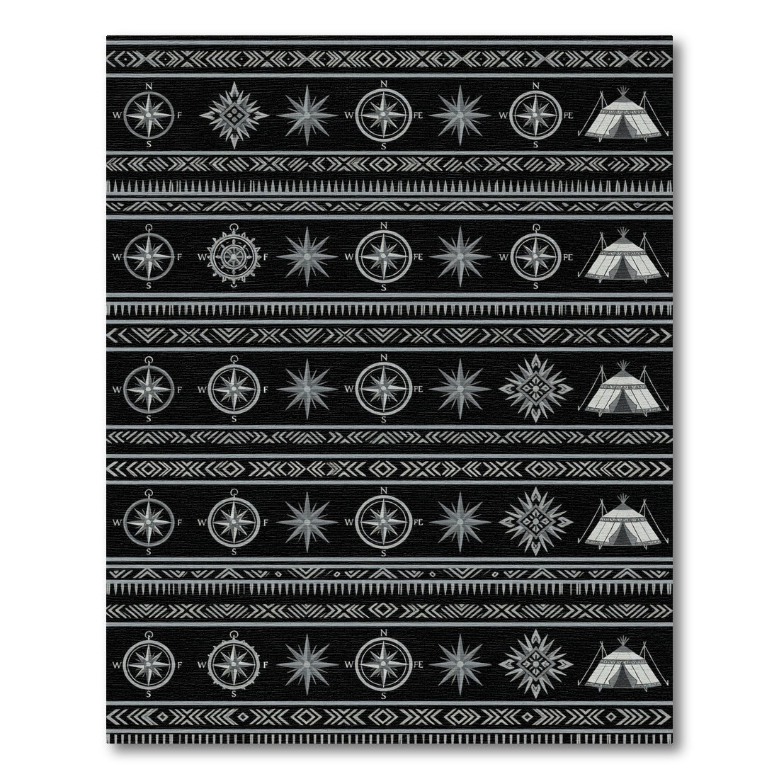 Tribal Compass And Teepee Pattern Rug
