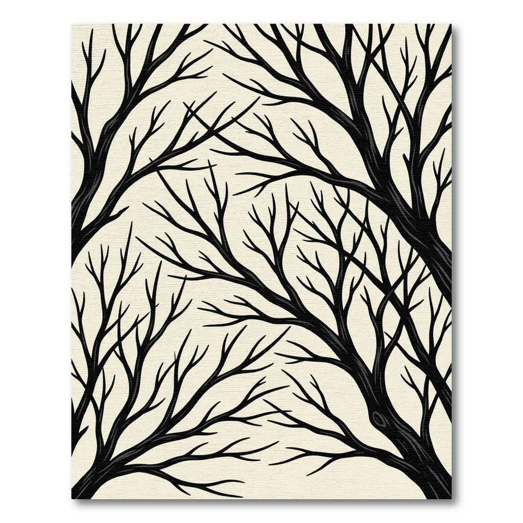 Black Bare Branches Autumn Scene Rug