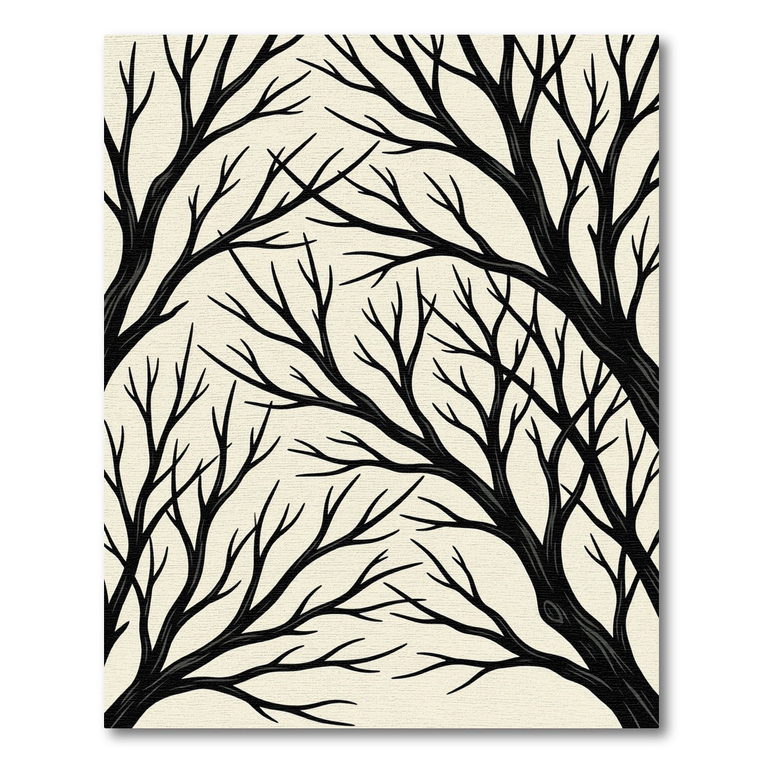 Black Bare Branches Autumn Scene Rug