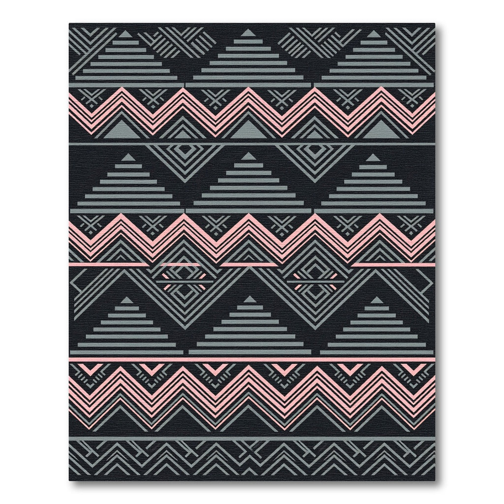 Geometric Gray and Dusty Pink Layered Triangle Rug