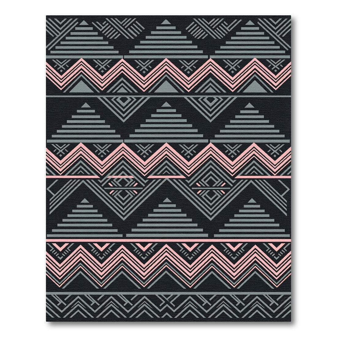 Geometric Gray and Dusty Pink Layered Triangle Rug