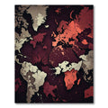 Crimson White World Map Contemporary Rug