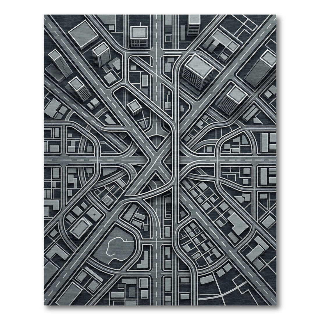 Gray Abstract Cityscape Aerial View Rug