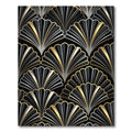 Art Deco Black Gold Silver Fan Rug