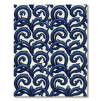 Elegant Indigo Scrollwork Damask Rug