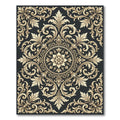 Elegant Gold Floral Baroque Medallion Rug