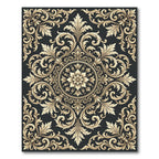 Elegant Gold Floral Baroque Medallion Rug