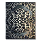 Intricate Metallic Silver Gold Interlocking Knot Rug