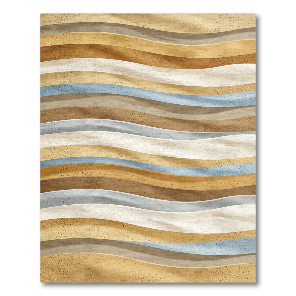 Earthy Sand Tone Abstract Wave Rug