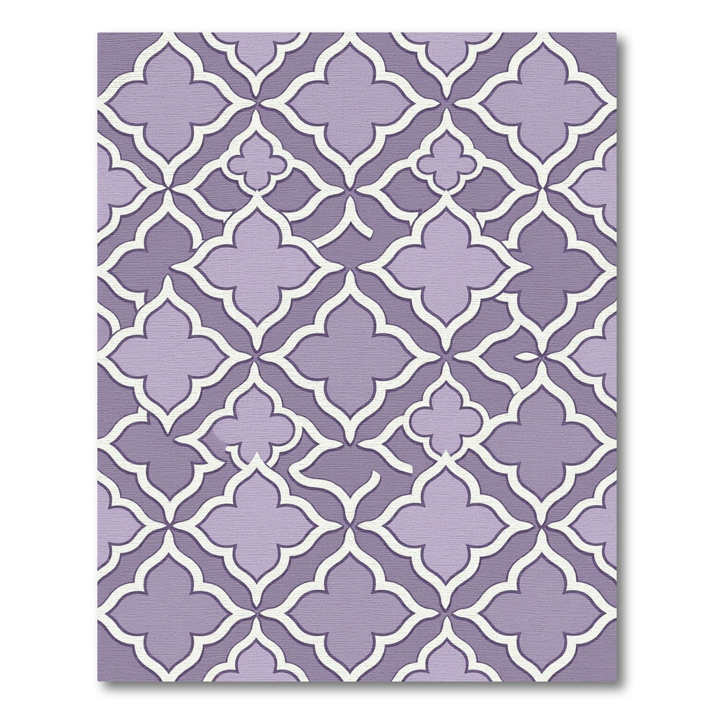 Lavender Quatrefoil Geometric Floral Tile Rug
