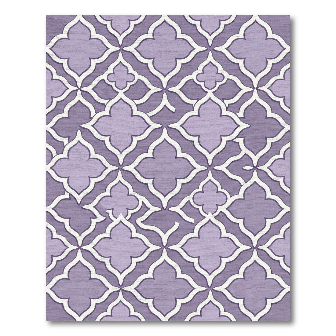 Lavender Quatrefoil Geometric Floral Tile Rug