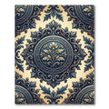 Antique Blue Golden Botanical Medallion Rug