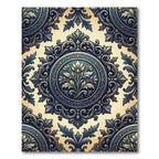 Antique Blue Golden Botanical Medallion Rug