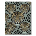 Gray Leopard Face Repeating Collage Rug