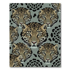 Gray Leopard Face Repeating Collage Rug