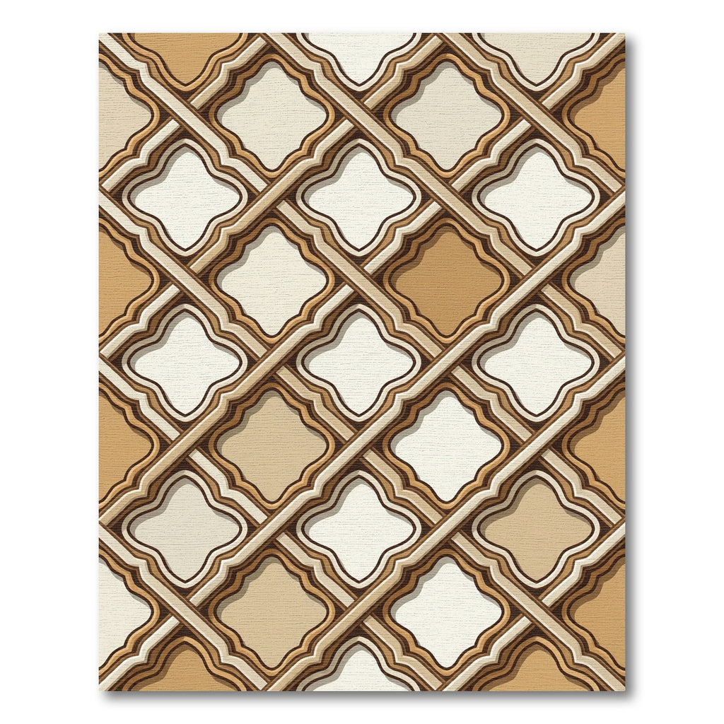 Ochre Brown Lattice Arabesque Rug