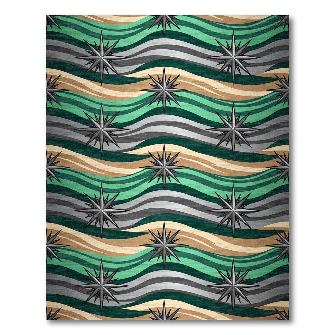 Emerald Wave Celestial Star Medallion Rug