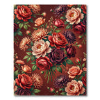Luxurious Crimson Botanical Floral Bouquet Rug