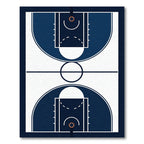 Minimalist Navy Blue Basketball Court Graphic Rug