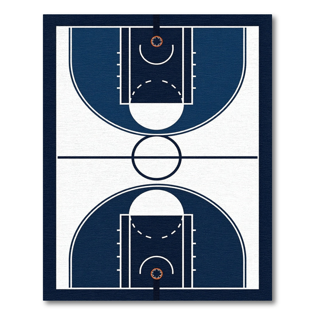Minimalist Navy Blue Basketball Court Graphic Rug