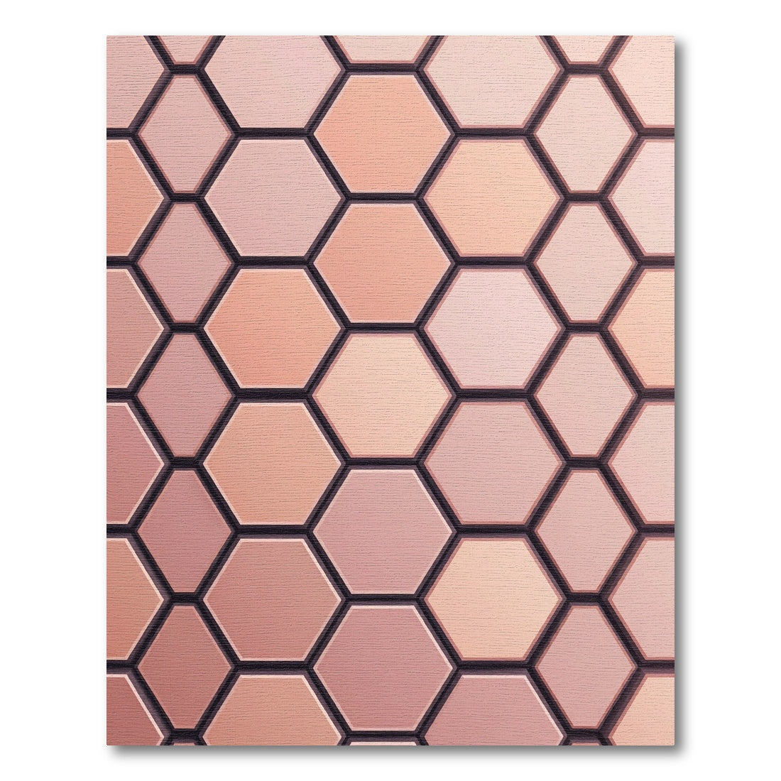 Soft Peach Hexagon Grid Rug
