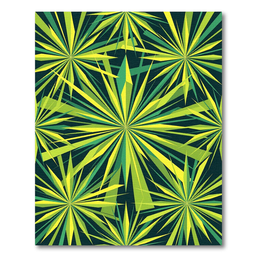 Radiant Lime Leaf Burst Pattern Rug
