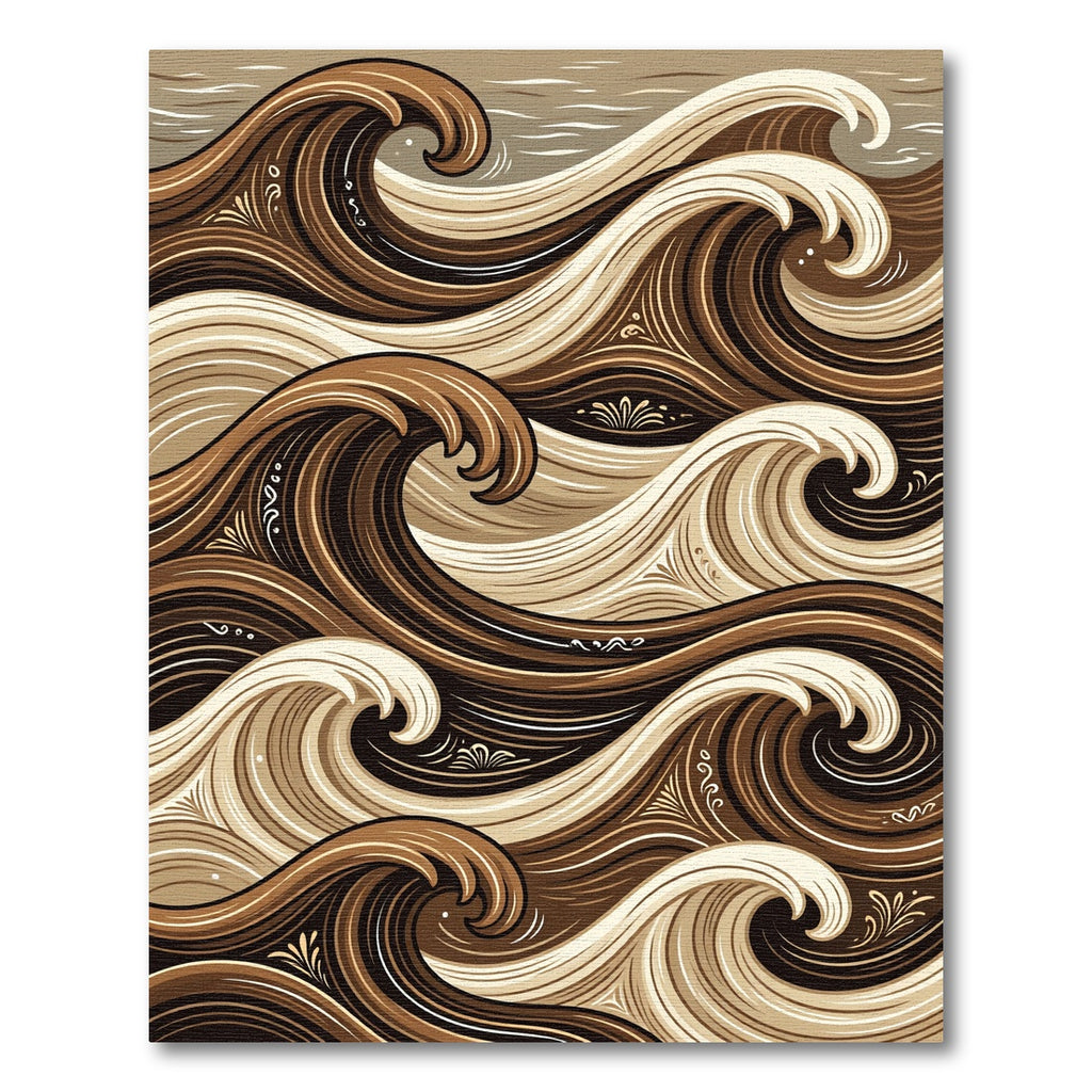 Earthy Brown Abstract Swirling Wave Art Rug