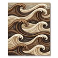 Earthy Brown Abstract Swirling Wave Art Rug