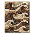 Earthy Brown Abstract Swirling Wave Art Rug