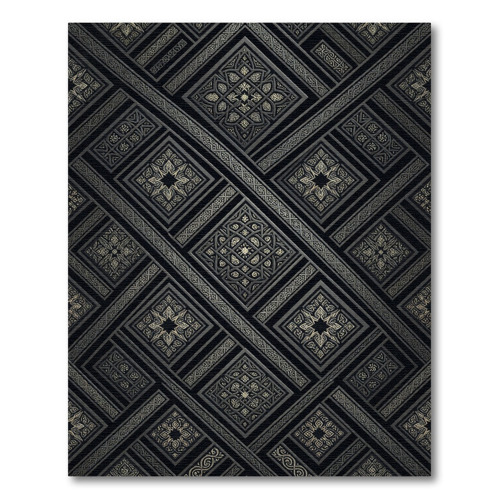 Dark Opulent Geometric Lattice Rug