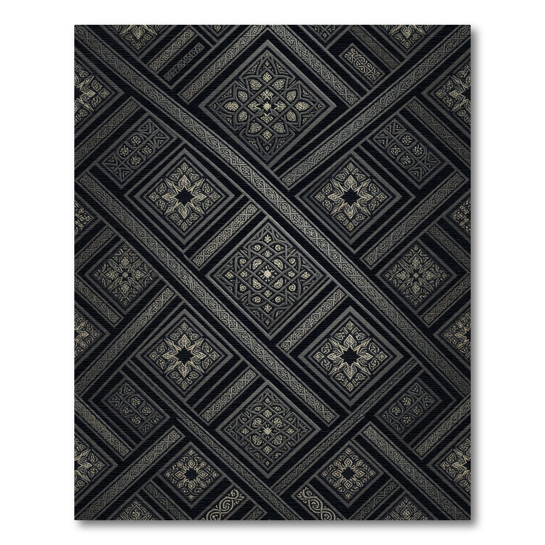 Dark Opulent Geometric Lattice Rug