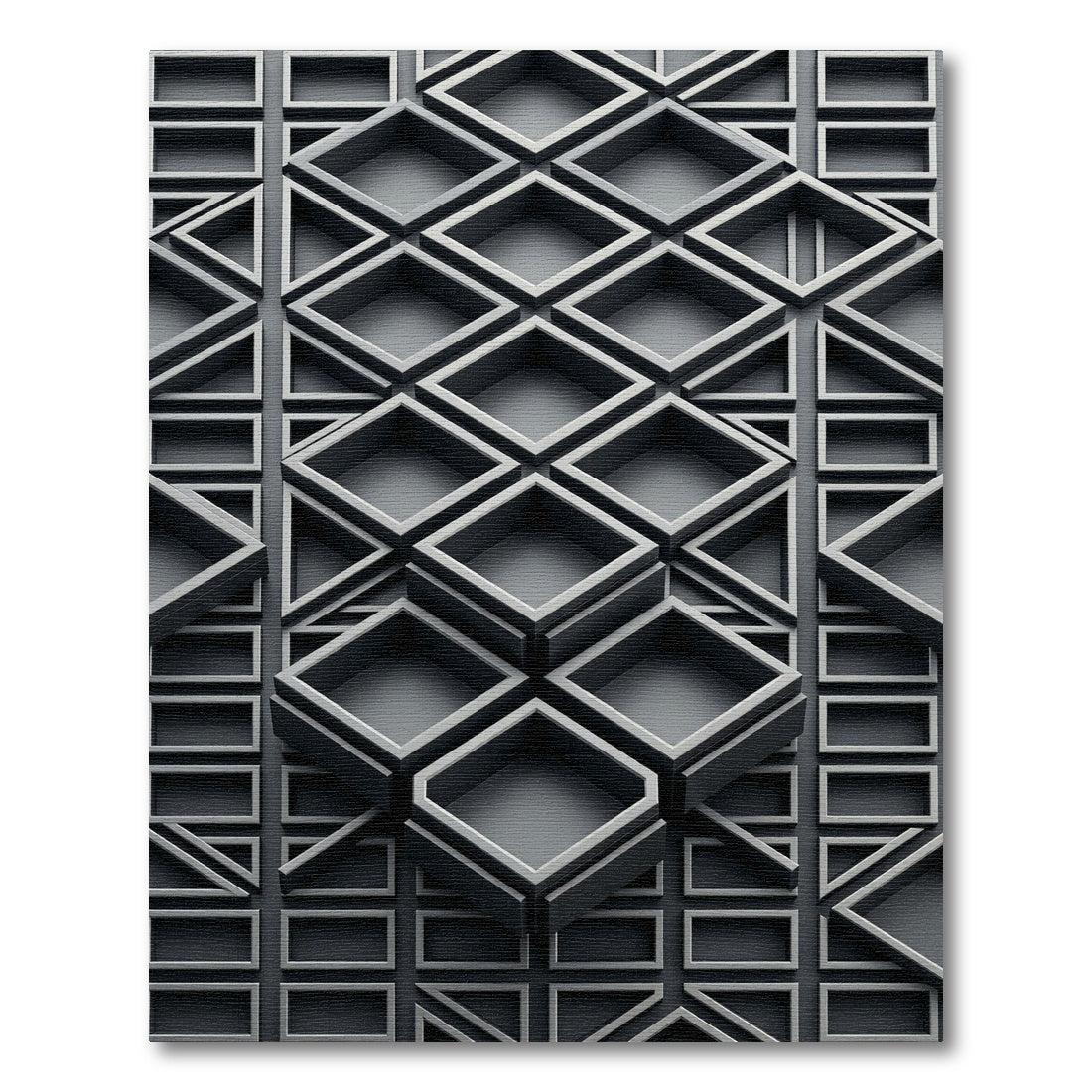 Monochromatic Gray Geometric 3D Cube Rug