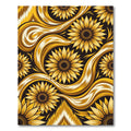 Golden Sunflower Swirl Floral Art Rug