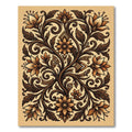 Elegant Sepia Floral Scroll Flourish Rug