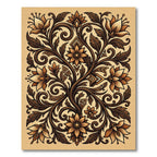 Elegant Sepia Floral Scroll Flourish Rug