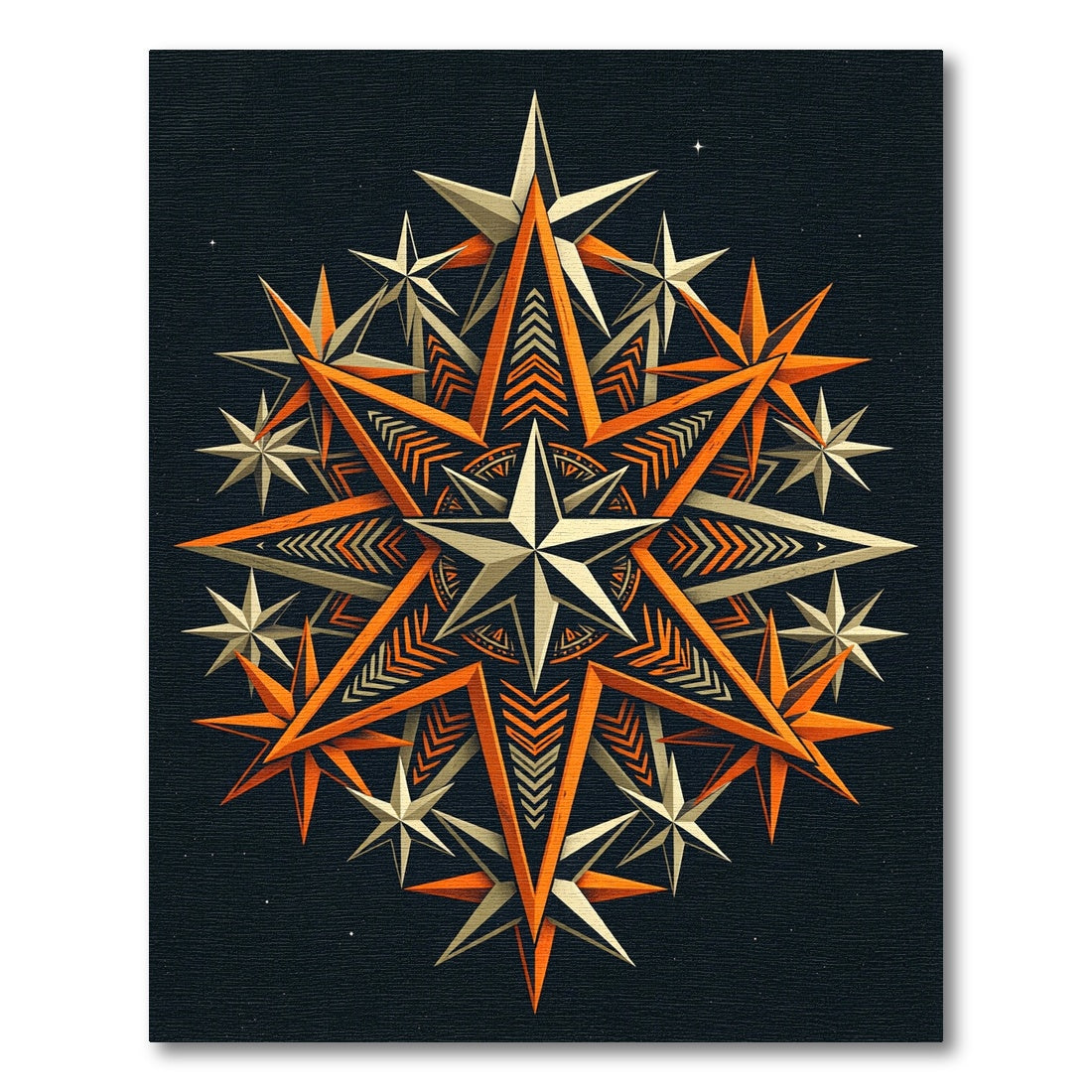 Celestial Geometric Orange Star Medallion Rug