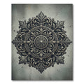 Elegant Silver Metallic Ornate Medallion Rug