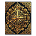 Ornate Gold Filigree Compass Medallion Rug