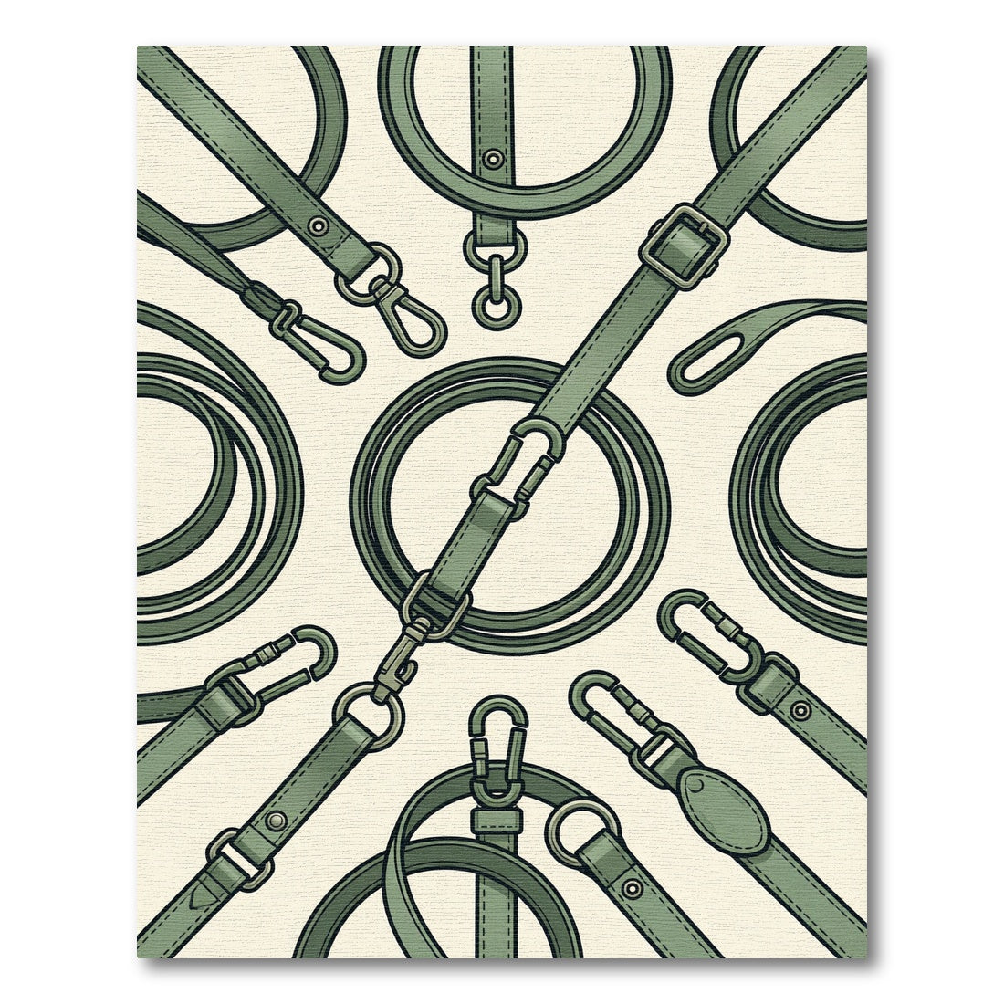 Sage Green Tactical Leather Strap Loop Rug