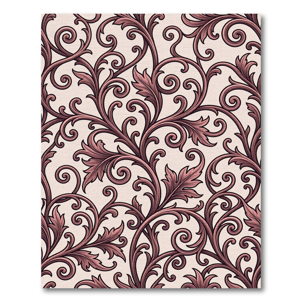 Rose Scrollwork Floral Vines Rug