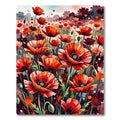 Vibrant Watercolor Red Poppy Field Rug