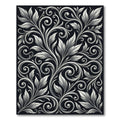 Ornate White Floral Scrollwork Swirls Rug