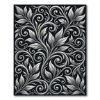 Ornate White Floral Scrollwork Swirls Rug